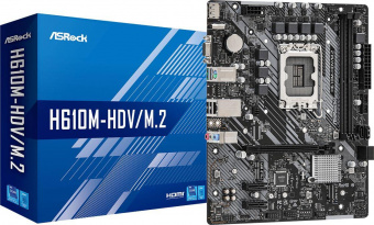 Материнская плата Asrock H610M-HDV/M.2 Soc-1700 Intel H610 2xDDR4 mATX AC`97 8ch(7.1) GbLAN+VGA+HDMI+DP от магазина РЭССИ