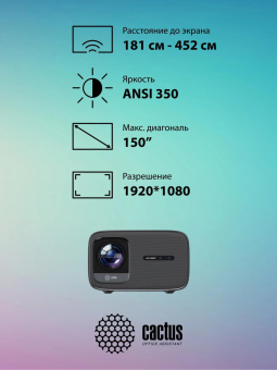 Проектор Cactus CS-PRC.06B.Full HD-A LCD 900Lm ANSI (1920x1080) 2000:1 ресурс лампы:50000часов 2xUSB typeA 2xHDMI 3.0кг от магазина РЭССИ