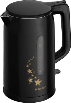 Чайник электрический Scarlett SC-EK21S45 1.5л. 2200Вт черный корпус: нерж.сталь/пластик от магазина РЭССИ