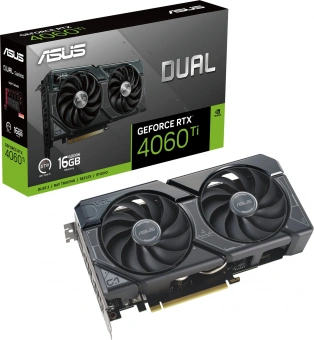 Видеокарта Asus PCI-E 4.0 DUAL-RTX4060TI-16G NVIDIA GeForce RTX 4060TI 16Gb 128bit GDDR6 2535/18000 HDMIx1 DPx3 HDCP Ret от магазина РЭССИ