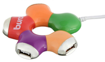Разветвитель USB 2.0 Buro BU-HUB4-0.5-U2.0-Flower 4порт. разноцветный от магазина РЭССИ