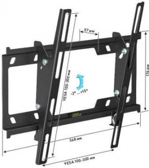 Кронштейн для телевизора Holder T3626-B черный 22"-47" макс.25кг настенный наклон от магазина РЭССИ