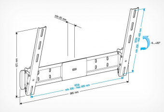 Кронштейн для телевизора Holder LCD-T6609-B черный 42"-65" макс.45кг настенный наклон от магазина РЭССИ