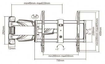 Кронштейн для телевизора Ultramounts UM909 черный 37"-75" макс.35кг настенный поворотно-выдвижной и наклонный от магазина РЭССИ