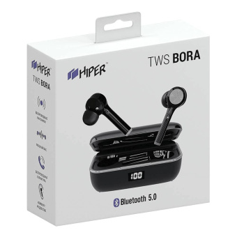 Гарнитура вкладыши Hiper TWS BORA т.серый беспроводные bluetooth в ушной раковине (HTW-HDX1) от магазина РЭССИ