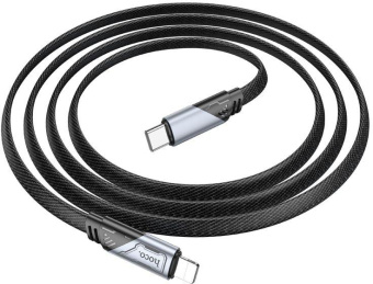 Кабель Hoco U119 Machine PD iP USB Type-C (m)-Lightning (m) 1.2м черный коробка плоский от магазина РЭССИ