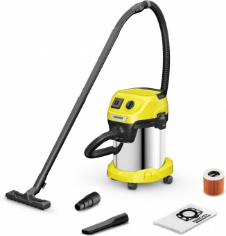 Строительный пылесос Karcher WD 3 P S V-17/4/20 1000Вт (уборка: сухая/сбор воды) желтый от магазина РЭССИ