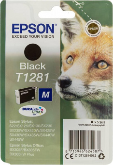Картридж струйный Epson T1281 C13T12814012 черный (185стр.) (5.9мл) для Epson S22/SX125 от магазина РЭССИ