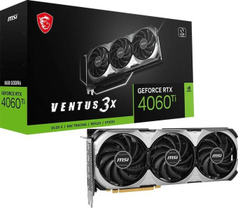 Видеокарта MSI PCI-E 4.0 RTX 4060 Ti VENTUS 3X E 8G NVIDIA GeForce RTX 4060TI 8Gb 128bit GDDR6 2535/18000 HDMIx1 DPx3 HDCP Ret от магазина РЭССИ