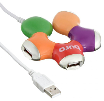 Разветвитель USB 2.0 Buro BU-HUB4-0.5-U2.0-Flower 4порт. разноцветный от магазина РЭССИ