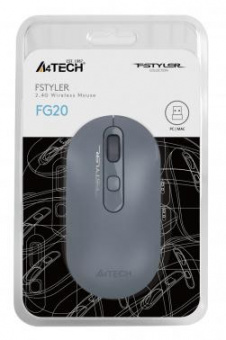 Мышь A4Tech Fstyler FG20 пепельный/синий оптическая (2000dpi) беспроводная USB для ноутбука (4but) от магазина РЭССИ