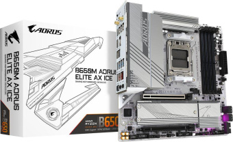 Материнская плата Gigabyte B650M A ELITE AX ICE SocketAM5 AMD B650 4xDDR5 mATX AC`97 8ch(7.1) 2.5Gg RAID+HDMI+DP от магазина РЭССИ