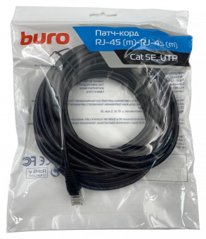 Патч-корд Buro UTP 4 пары cat5E CCA molded 10м черный RJ-45 (m)-RJ-45 (m) от магазина РЭССИ