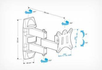 Кронштейн для телевизора Holder LCDS-5039 металлик 10"-26" макс.25кг настенный поворот и наклон от магазина РЭССИ