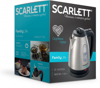 Чайник электрический Scarlett SC-EK21S20 1.8л. 1600Вт черный/серебристый (корпус: металл) от магазина РЭССИ