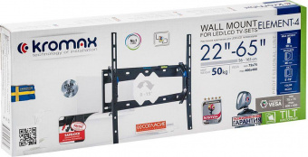 Кронштейн для телевизора Kromax ELEMENT-4 черный 22"-65" макс.50кг настенный наклон от магазина РЭССИ