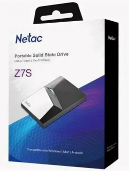 Накопитель SSD Netac USB-C 2000Gb NT01Z7S-002T-32BK Z7S 2.5" черный от магазина РЭССИ
