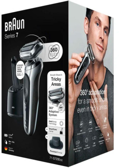 Бритва сетчатая Braun Series 7 71-S7200cc реж.эл.:3 питан.:аккум. черный/серебристый от магазина РЭССИ