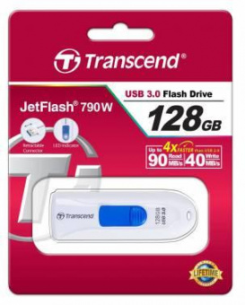 Флеш Диск Transcend 128Gb Jetflash 790 TS128GJF790W USB3.0 белый от магазина РЭССИ