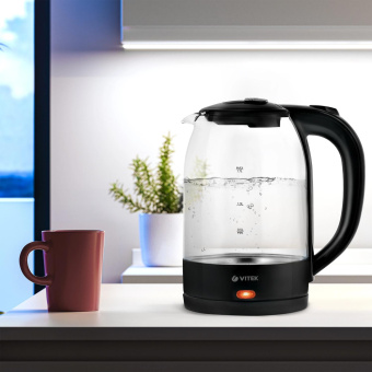 Чайник электрический Vitek VT-7092 1.7л. 2200Вт прозрачный корпус: стекло от магазина РЭССИ