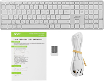 Клавиатура Acer OKR301 белый/серебристый USB беспроводная BT/Radio slim Multimedia (ZL.KBDEE.015) от магазина РЭССИ