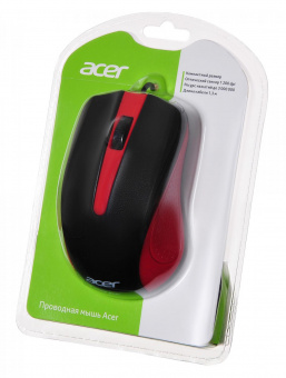 Мышь Acer OMW012 черный/красный оптическая (1200dpi) USB (3but) от магазина РЭССИ