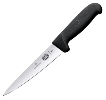 Нож кухонный Victorinox Fibrox (5.5603.18) стальной универсальный лезв.180мм прямая заточка черный от магазина РЭССИ