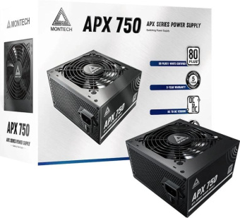 Блок питания Montech ATX 750W APX 750 80 PLUS WHITE (20+4pin) APFC 120mm fan 6xSATA Cab Manag RTL от магазина РЭССИ