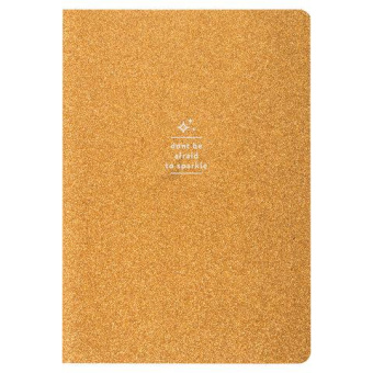 Тетрадь BRAUBERG SPARKLE A5 147x210 мм 48 листов сшивка в точку кожзам с блестками золотой 403854 от магазина РЭССИ