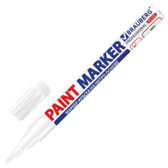 Лаковый маркер-краска BRAUBERG paint marker 2 мм белый нитро-основа алюминиевый корпус 151438 от магазина РЭССИ