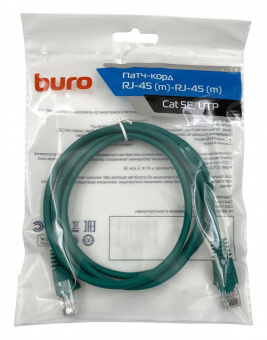 Патч-корд Buro UTP 4 пары cat5E CCA molded 1.5м зеленый RJ-45 (m)-RJ-45 (m) от магазина РЭССИ