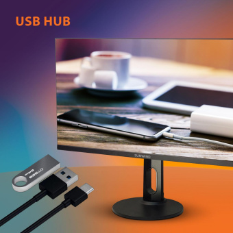 Монитор SunWind 27" SUN-M27BA104 черный IPS LED 16:9 HDMI M/M матовая HAS Piv 300cd 178гр/178гр 2560x1440 75Hz FreeSync DP 2K 6.1кг от магазина РЭССИ
