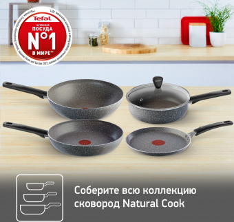 Сковорода Tefal Natural Cook 04211924 круглая 24см ручка несъемная (с крышкой) серый (9100046100) от магазина РЭССИ