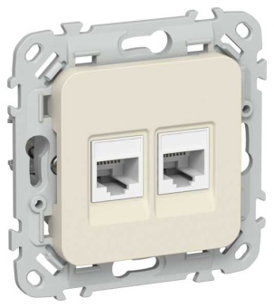 FLITE Розетка 2-местная компьютерная RJ45 категория 5Е UTP РК5е-2-0-ФлСл сливочный IEK от магазина РЭССИ