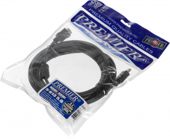 Кабель соединительный аудио-видео Premier 5-813 5.0 HDMI (m)/HDMI (m) 5м. феррит.кольца позолоч.конт. черный от магазина РЭССИ