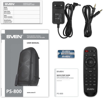 Колонка порт. Sven PS-800 черный 100W 2.0 BT 10м 4400mAh от магазина РЭССИ