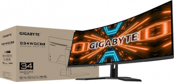 Монитор Gigabyte 34" G34WQC A черный VA LED 1ms 21:9 HDMI M/M матовая HAS 350cd 178гр/178гр 3440x1440 144Hz FreeSync Premium DP 2K 8.4кг от магазина РЭССИ
