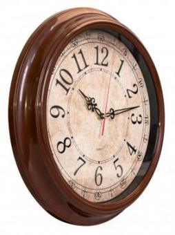 Часы настенные аналоговые Бюрократ WallC-R77P D35см коричневый (WALLC-R77P35/BROWN) от магазина РЭССИ