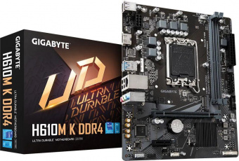 Материнская плата Gigabyte H610M K DDR4 Soc-1700 Intel H610 2xDDR4 mATX AC`97 8ch(7.1) GbLAN+VGA+HDMI от магазина РЭССИ