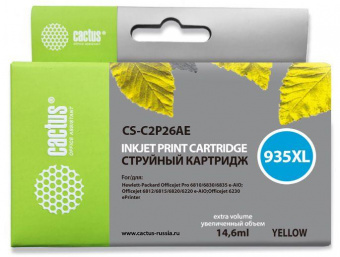 Картридж струйный Cactus CS-C2P26AE №935XL желтый (14.6мл) для HP DJ Pro 6230/6830 от магазина РЭССИ