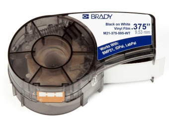 Лента 9.53мм/6.4м винил черный на белом Brady M21-375-595-WT brd142800 от магазина РЭССИ