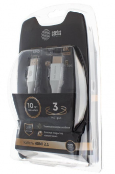 Кабель аудио-видео Cactus CS-HDMI.2.1-1 HDMI (m)/HDMI (m) 1м. Позолоченные контакты серебристый от магазина РЭССИ