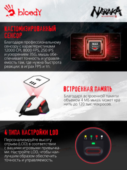 Мышь A4Tech Bloody W95 Max Naraka белый/рисунок оптическая (12000dpi) USB (6but) от магазина РЭССИ