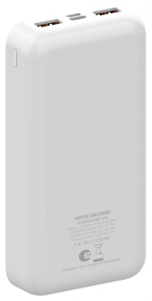 Мобильный аккумулятор Hiper SM20000 20000mAh 2.4A 2xUSB белый (SM20000 WHITE) от магазина РЭССИ