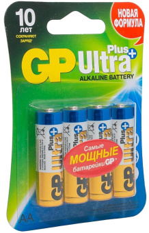 Батарея GP Ultra Plus Alkaline 15AUPNEW-2CR4 AA (4шт) блистер от магазина РЭССИ