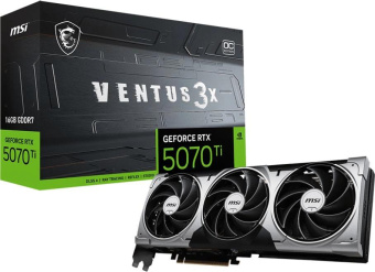 Видеокарта MSI PCI-E RTX 5070 Ti 16G VENTUS 3X OC NVIDIA GeForce RTX 5070TI 16Gb 256bit GDDR7 2482/28000 HDMIx1 DPx3 HDCP Ret от магазина РЭССИ