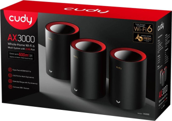 Бесшовный Mesh роутер Cudy M3000(3-Pack) AX3000 100/1000/2500BASE-T (упак.:3шт) от магазина РЭССИ