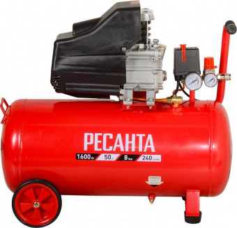 Компрессор поршневой Ресанта КП-50/240М масляный 240л/мин 50л 1600Вт красный/черный от магазина РЭССИ