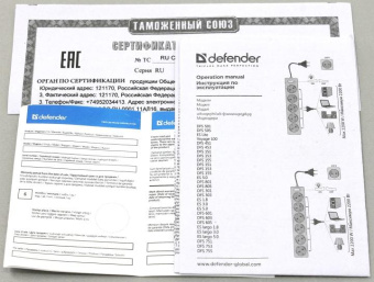 Сетевой фильтр Defender ES largo 1.8м (5 розеток) черный (коробка) от магазина РЭССИ