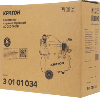 Компрессор поршневой Кратон AC-280-40-DD масляный 280л/мин 40л 2000Вт оранжевый от магазина РЭССИ